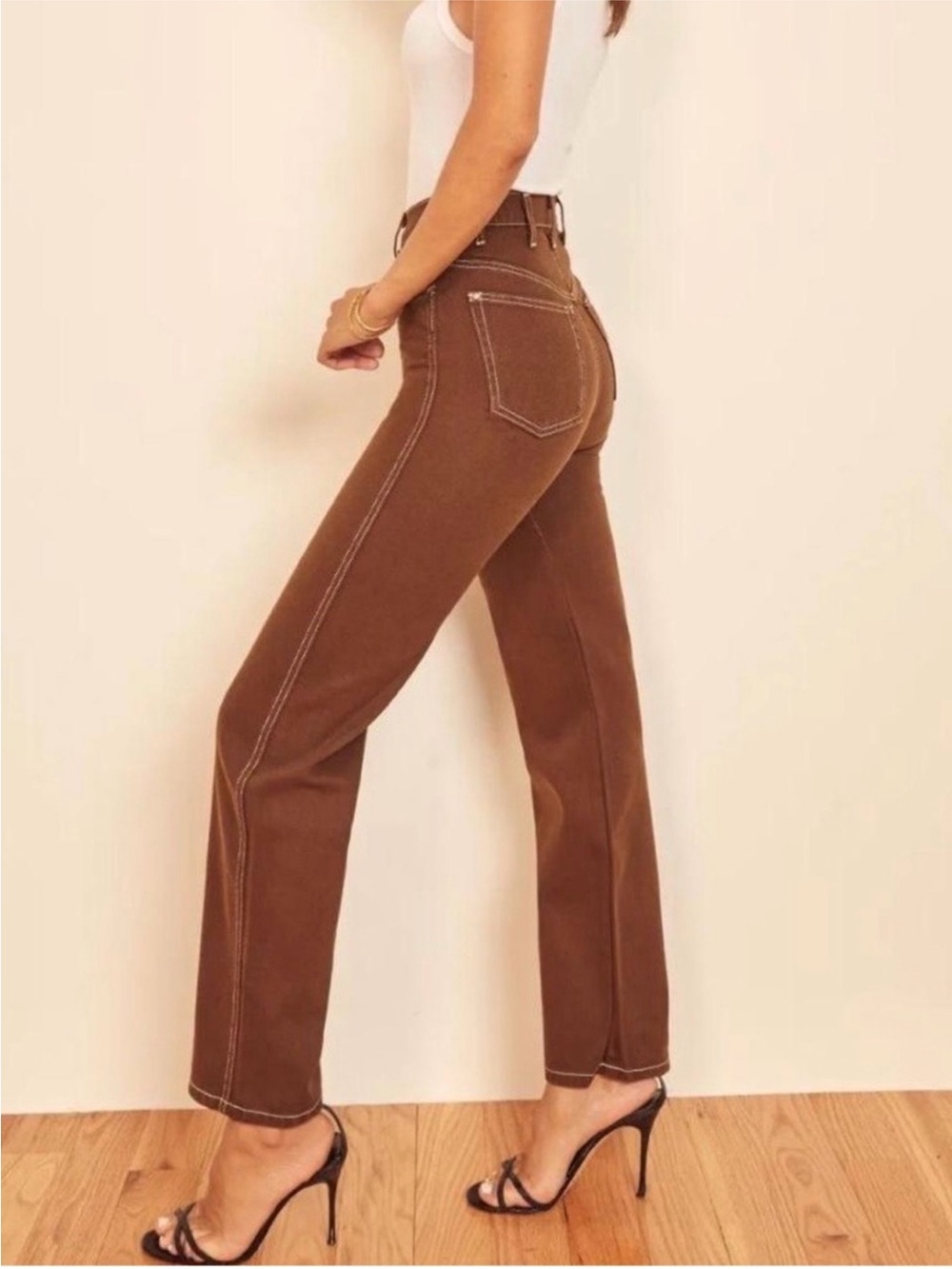 Reformation Brown Straight-Leg Jeans
